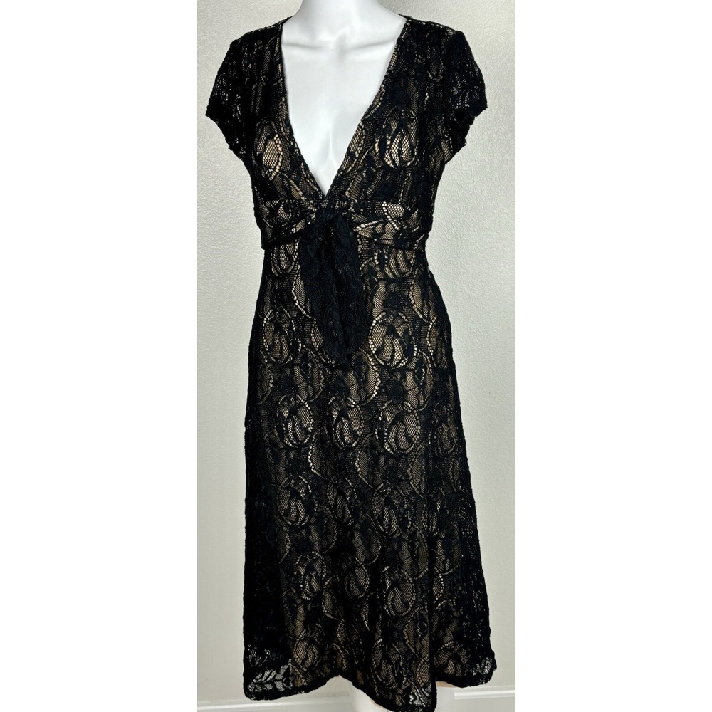 VTG Karen Alexander Boston Proper Black Lace Cocktail Dress Sz‎ 6 WhimsyGoth Y2K - Picture 2 of 14